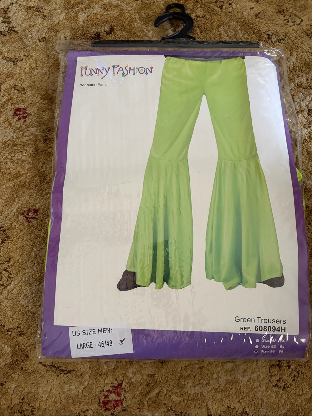 NWT neon Green Flared disco Men’s Pants LARGE costume party 70s UNISEX